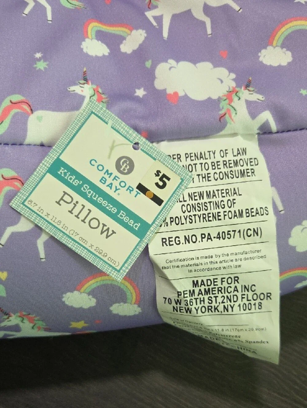 Comfort Bay Purple Unicorn Neck Pillow for Kids